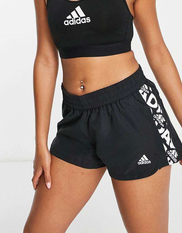 Adidas Training Pacer Printed Panel Shorts In Black