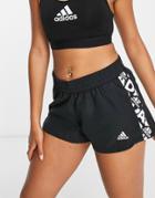 Adidas Training Pacer Printed Panel Shorts In Black