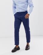 Harry Brown Slim Fit Bright Blue Over Check Suit Pants