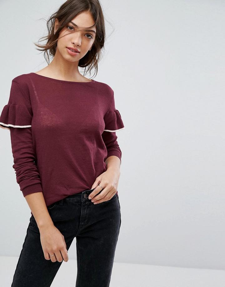 Vila Frill Sleeve Sweater - Brown