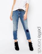 Vero Moda Petite Patchwork Ankle Grazer Jeans - Denim