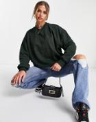Na-kd Logo Print Varsity Sweatshirt In Dark Green