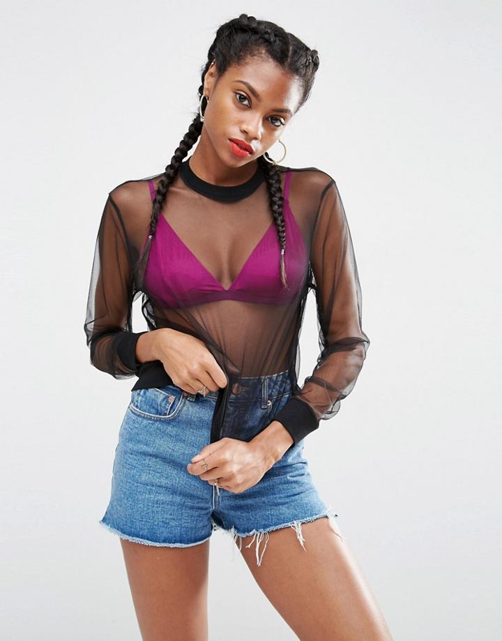 Asos Sweatshirt In Mesh - Black