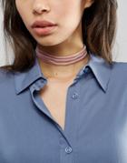 Asos Velvet Wrapped Choker Necklace - Pink