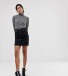 Asos Design Tall Denim Original High Waisted Skirt In Washed Black