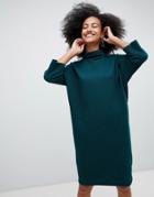 Monki High Neck Knit Midi Dress - Green