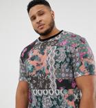 Asos Design Plus Relaxed T-shirt With All Over Patchwork Print-multi