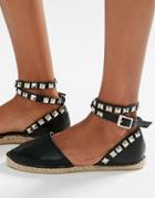 Yru Stud Detail Flat Espadrilles - Black