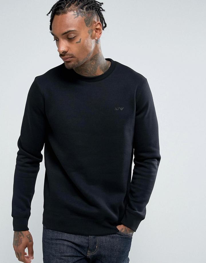 Armani Jeans Crew Neck Logo Sweat Black - Black