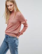 Vila Ruffle Detail Sweater - Pink