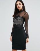 Lipsy Bodycon Dress With Embellished Detail - Black
