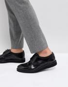 Base London Orion Hi Shine Brogue Shoes In Black - Black