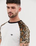 River Island Raglan T-shirt With Snake Print In White - White