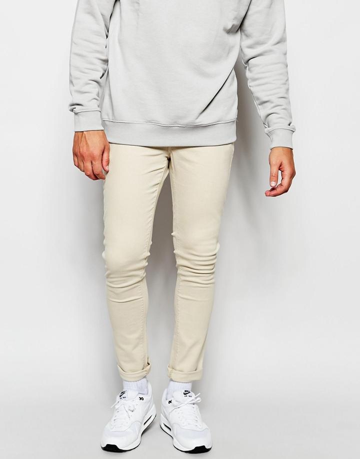 Asos Super Skinny Jeans In Oatmeal - Oatmeal