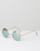 7x Metallic Round Sunglasses - Gold
