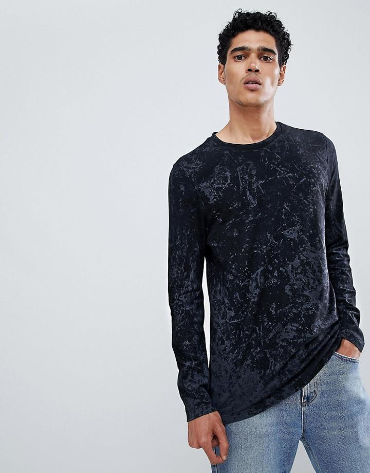Asos Design Long Sleeve T-shirt With Pigment Wash In Gray - Gray