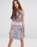 Lavand Panel Print Mini Dress - Red