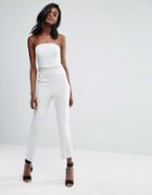 Asos Bandeau Jumpsuit With Hardware Detail - Gray
