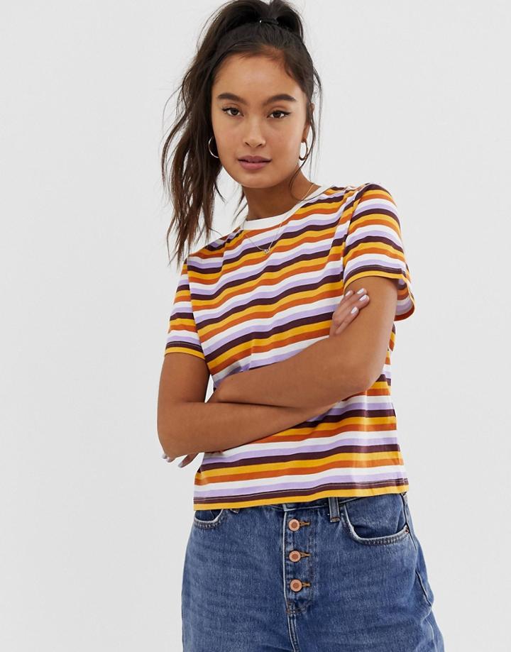 Asos Design Crew Neck T-shirt In Retro Stripe - Multi