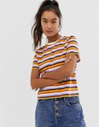 Asos Design Crew Neck T-shirt In Retro Stripe - Multi