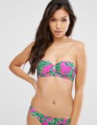 Asos Mix And Match Hot Tropic Print Longline Bikini Top - Multi
