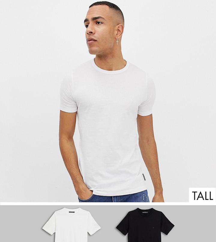 French Connection Tall 2 Pack Plain T-shirts-black