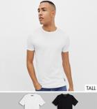 French Connection Tall 2 Pack Plain T-shirts-black