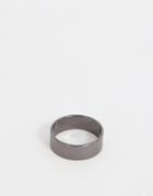 Asos Design Band Ring In Gunmetal Finish - Silver