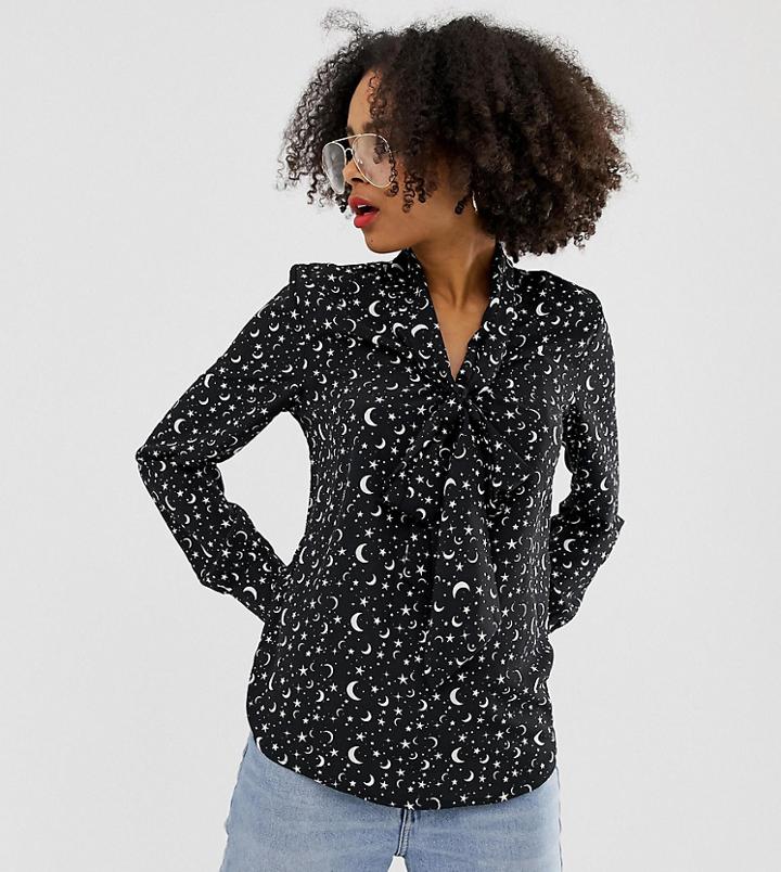 Glamorous Blouse With Pussybow In Celestial Print