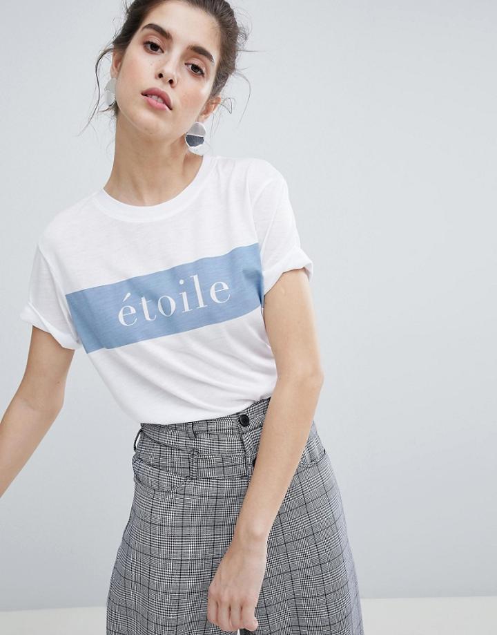 Neon Rose Relaxed T-shirt With Etoile Print - White