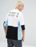 Asos Oversized T-shirt With Color Block Panelling And Number Back Print - White