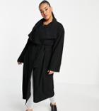 Asos Design Curve Waterfall Duster In Black