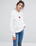 Adolescent Clothing Red Heart Hoody - White