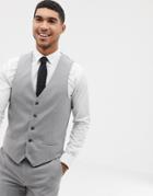 River Island Wedding Skinny Fit Suit Vest In Gray - Gray
