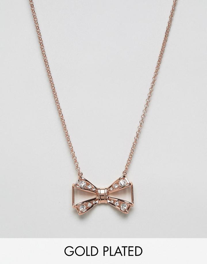 Ted Baker Jewelled Bow Pendant Necklace - Gold