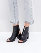 Asos Raspberry Leather Zip Shoe Boots - Black