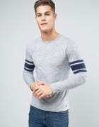Esprit Long Sleeve Top With Arm Stripe - Gray