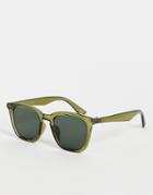 Asos Design Retro Sunglasses With Green Lens