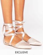 The March Tie Up Point Flat Shoes - Beige