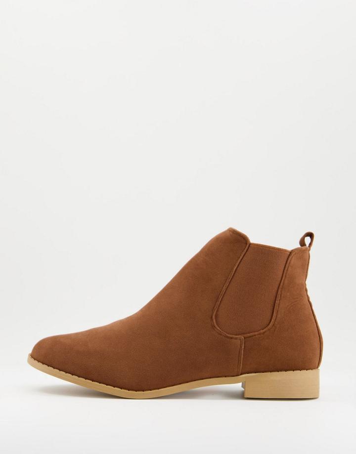 Brave Soul Faux Suede Chelsea Boots In Tan-brown