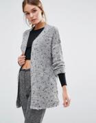 Y.a.s Feline Textured Knitted Cardigan - Gray