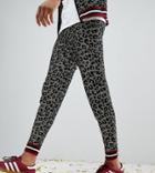 Asos Tall Knitted Metallic Yarn Joggers In Leopard Design - Gold