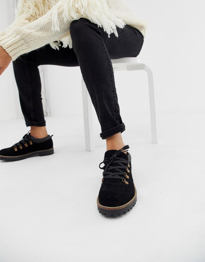 Asos Design Mazing Suede Hiker Flat Shoes - Black