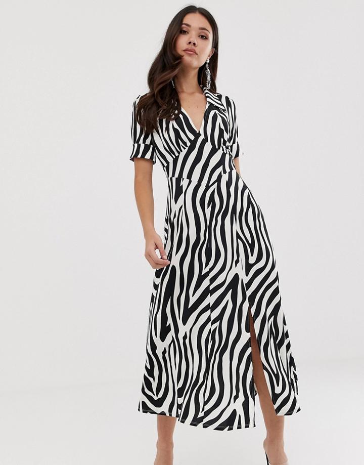Asos Design Animal Print Midi Tea Dress