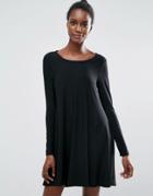 Traffic People Long Sleeve T-shirt Dress - Black