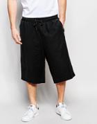 Asos Oversized Shorts In Linen Mix - Washed Black
