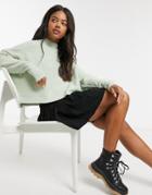 Cotton On Mock-neck Knitted Sweater In Gray Marl-green