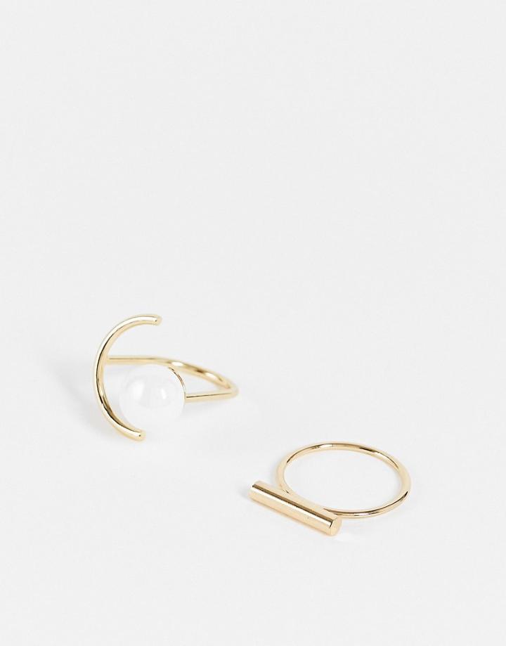 Svnx Moon And Pearl Detail Ring-silver