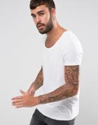 Asos Design T-shirt With Deep Scoop Neck In White - White