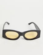 Asos Design Square Sunglasses In Black With Amber Lens